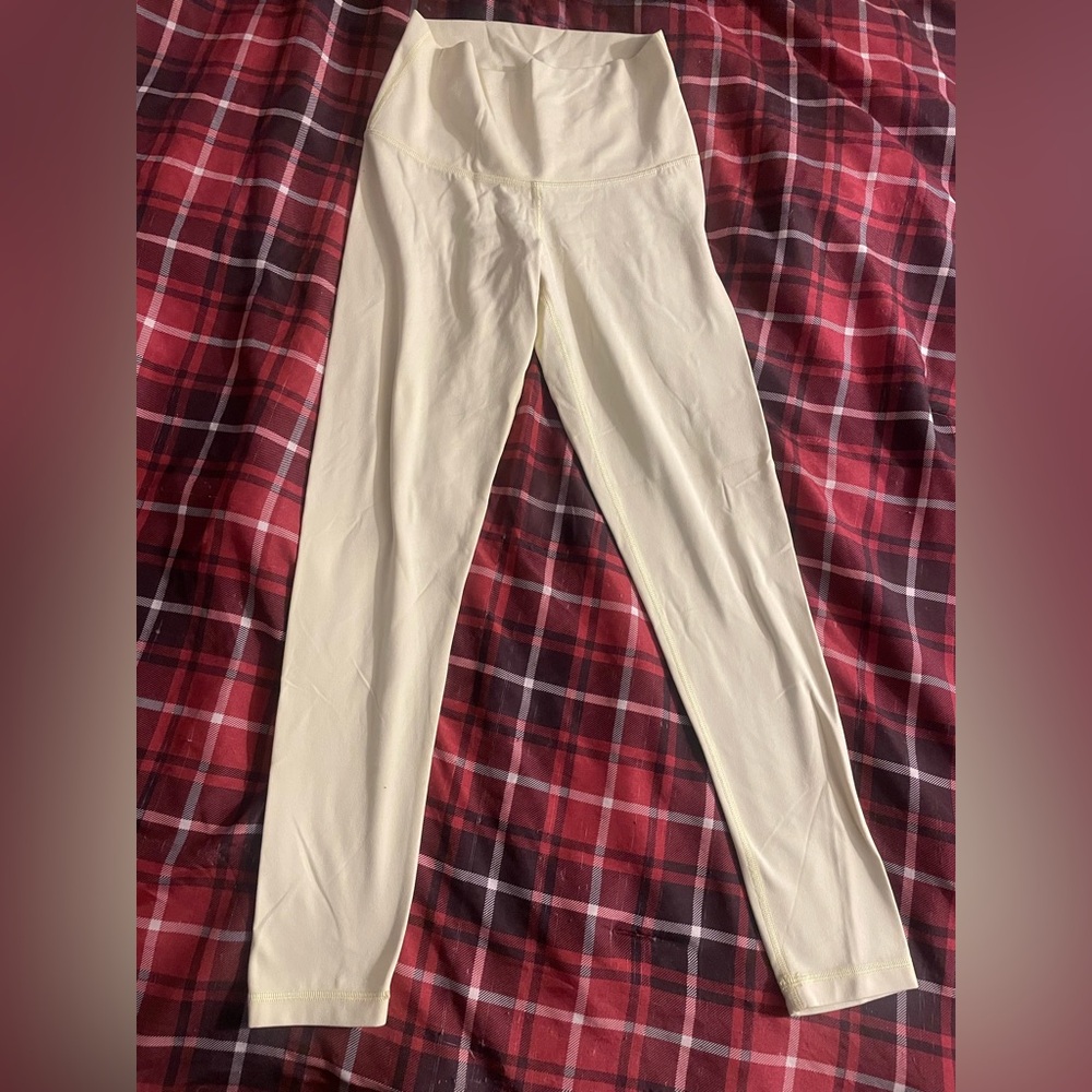 Cream High-Waisted Leggings